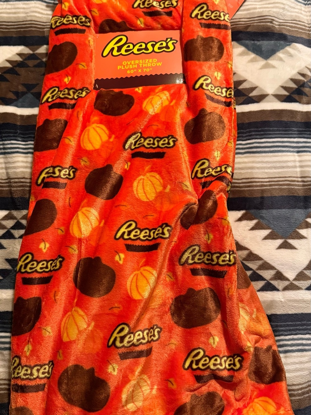 Plush Reese’s peanut butter cup Pumpkin blanket